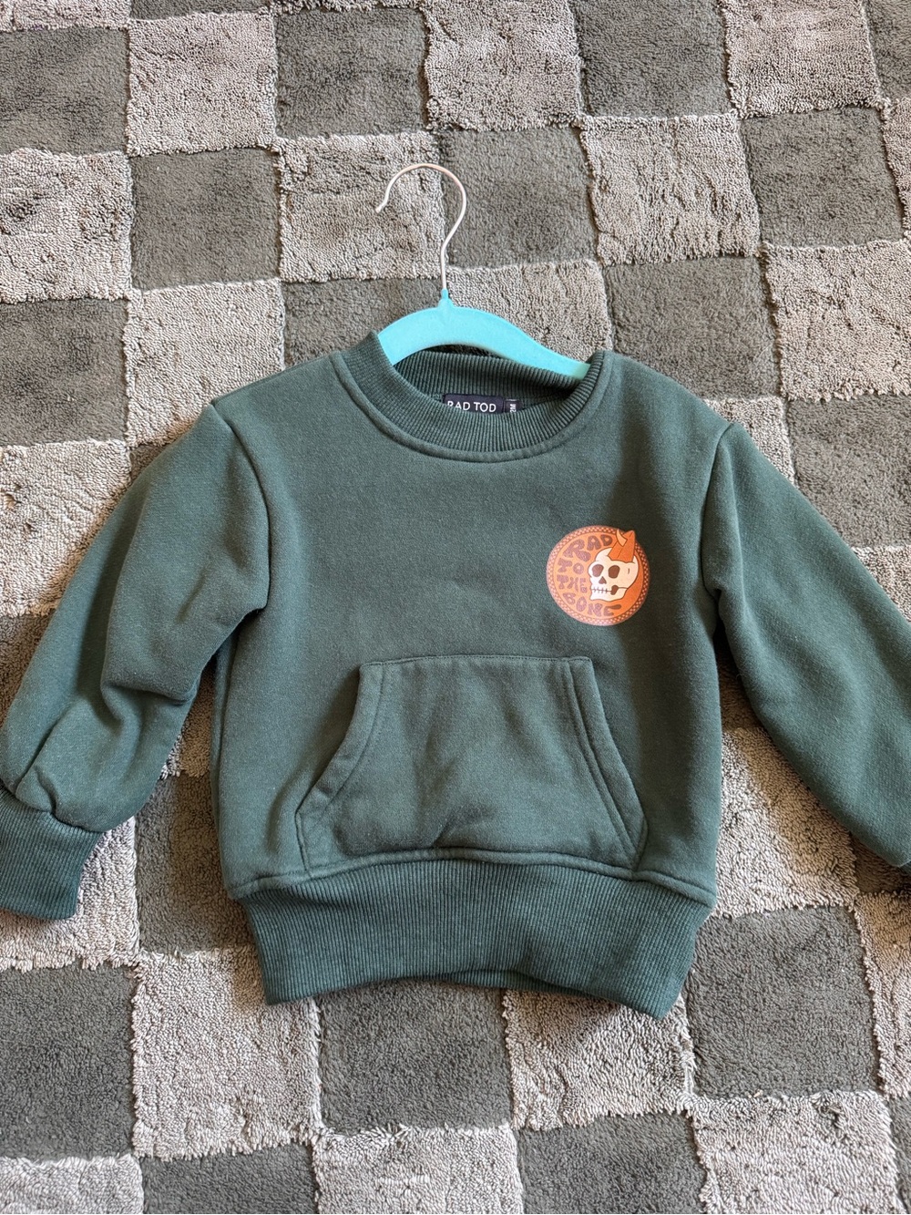 Kids' Olive Green Crewneck Sweatshirt with Pocket